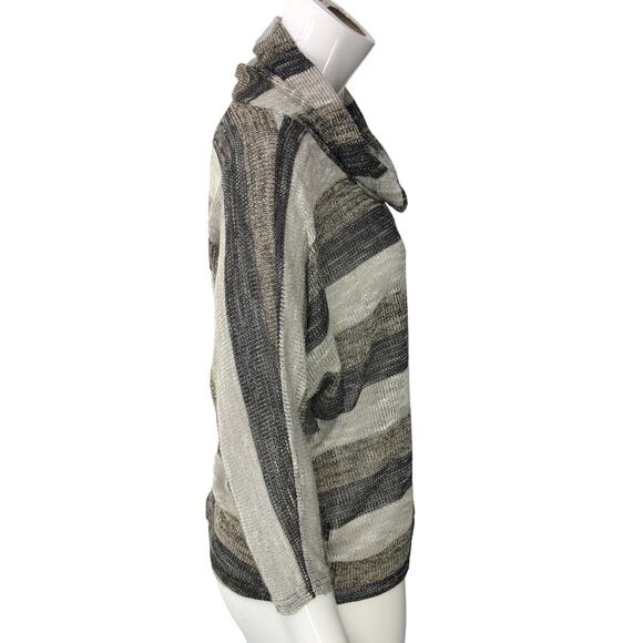 Saks Fifth Ave Blue Womens Size S Cowl Neck Sweater Stripe Dolman Sleeve Light - Picture 9 of 14